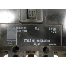 WESTINGHOUSE FB3010 CIRCUIT BREAKER 10AMP 3POLE 600VAC