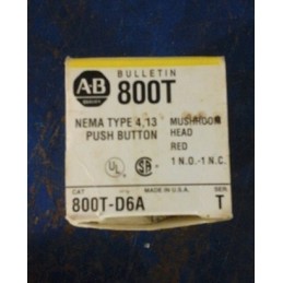 Allen-Bradley 800T-D6A Series T 30 mm Red Mushroom Head Momentary Push Button