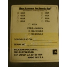 BECKMAN INDUSTRIAL ANALYTICAL HYDROCARBON ANALYZER MODEL 400A