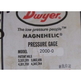 DWYER 2000-0 SERIES 2000 MAGNEHELIC DIFFERENTIAL GAUGE