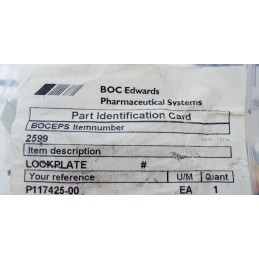 BOC EDWARDS PHARMACEUTICAL  LOCK PLATE  2599