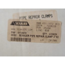 SEXAUER 0112573 PIPE REPAIR CLAMP 3"X2