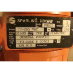 SPARLING TIGERMAG FM625 77-265 VAC  MAGNETIC FLOW METER