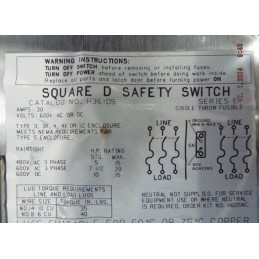 SQUARE D H361DS SWITCH FUSIBLE HD 30A 3P STAINLESS