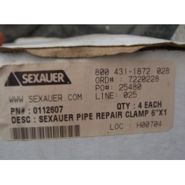 SEXAUER 0112607 PIPE REPAIR CLAMP 6"X1