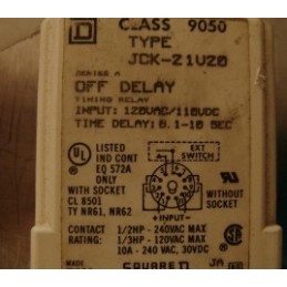 SQUARE D DELAY TIMING RELAY JCK-21V20