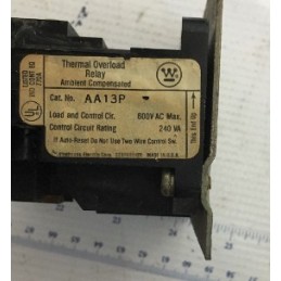 WESTINGHOUSE THERMAL OVERLOAD RELAY AA13P