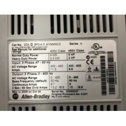 ALLEN BRADLEY POWER FLEX 70 20A D 8P0 A 0 AYNNNC0 SER A