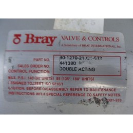 BRAY CONTROLS PNEUMATIC ACTUATOR 90-1270-21321-532