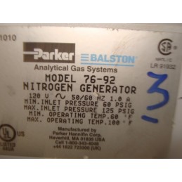 PARKER ANALYTICAL GAS SYSTEMS 76-92 NITROGEN GENERATOR