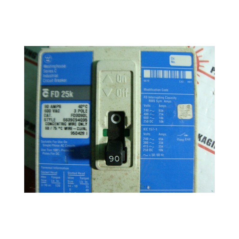 WESTINGHOUSE CIRCUIT BREAKER FD3090L