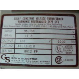 SOLA ELECTRIC MINI MICRO COMPUTER REGULATOR 63-13-210