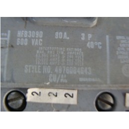 WESTINGHOUSE CIRCUIT BREAKER 90AMP 3POLE 600VAC HFB3090