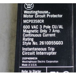 WESTHINGHOUSE MCP0358CR MOTOR CIRCUIT PROTECTOR