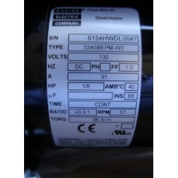 BODINE ELECTRIC GEAR MOTOR 33ASBEPM-W3