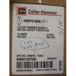 CUTLER HAMMER HMCP015E0C CIRCUIT BREAKER 15AMP 3POLE 600VAC